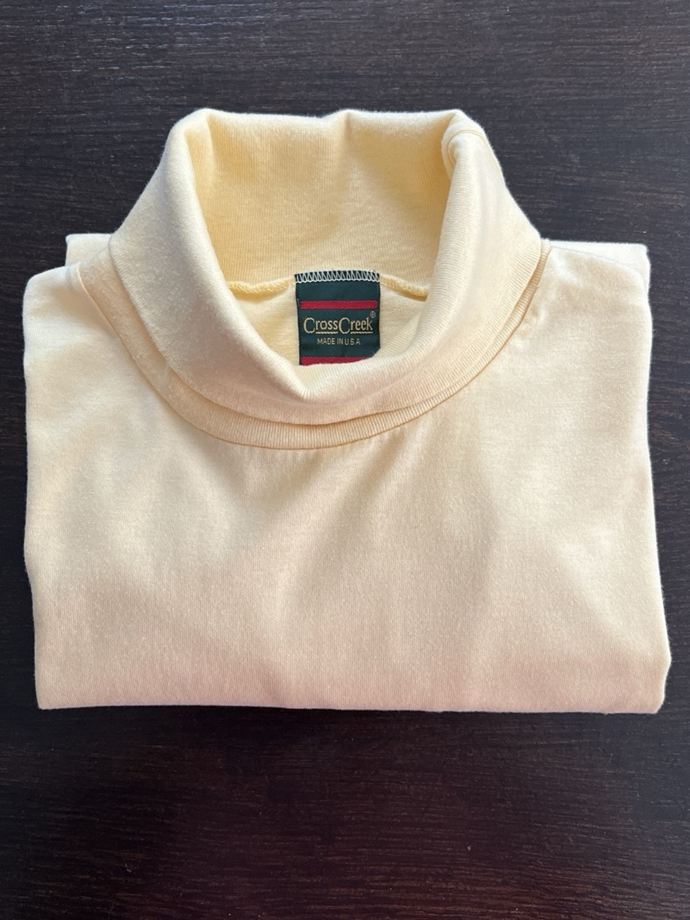 Cross Creek Made in USA Long Sleeve Cotton Turtleneck in Butter Yellow XL EUC